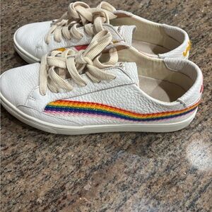 Women’s Soludos The Classic Ibiza Sneaker in Rainbow Wave, size 7